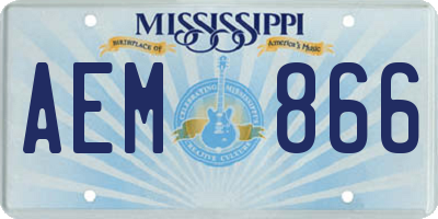 MS license plate AEM866