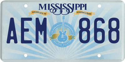 MS license plate AEM868