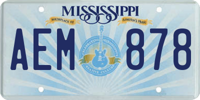 MS license plate AEM878