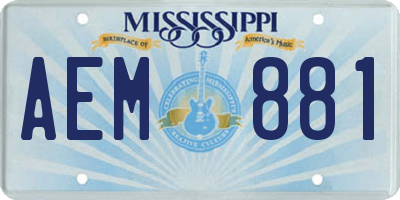 MS license plate AEM881