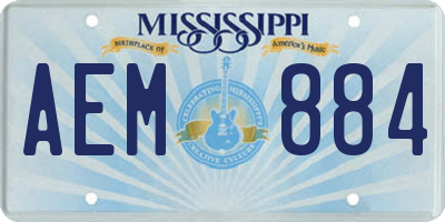 MS license plate AEM884