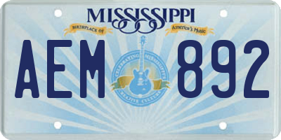 MS license plate AEM892