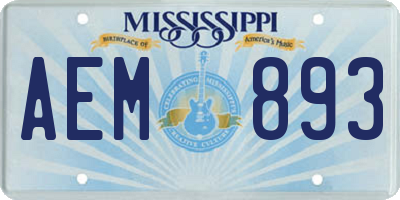 MS license plate AEM893