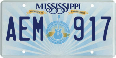 MS license plate AEM917