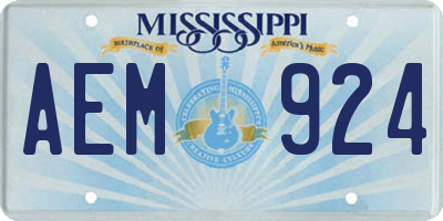 MS license plate AEM924