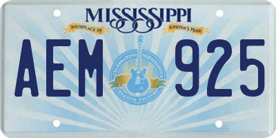 MS license plate AEM925