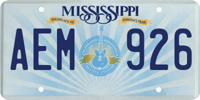 MS license plate AEM926