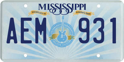 MS license plate AEM931