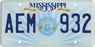 MS license plate AEM932