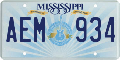 MS license plate AEM934