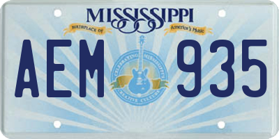MS license plate AEM935