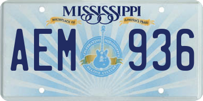 MS license plate AEM936