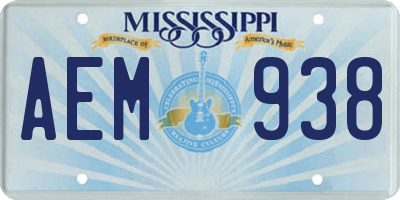 MS license plate AEM938