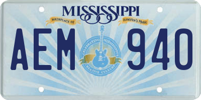 MS license plate AEM940