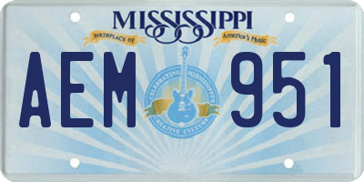 MS license plate AEM951