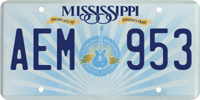 MS license plate AEM953