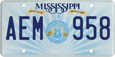 MS license plate AEM958