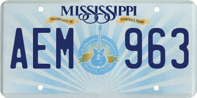 MS license plate AEM963
