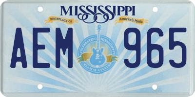 MS license plate AEM965