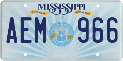 MS license plate AEM966