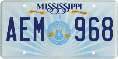 MS license plate AEM968