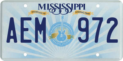 MS license plate AEM972