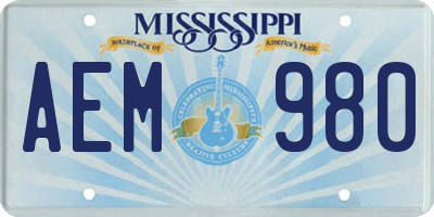 MS license plate AEM980