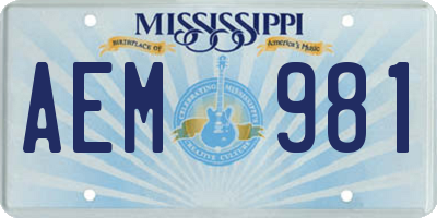 MS license plate AEM981