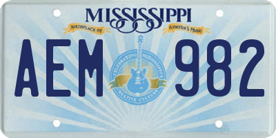 MS license plate AEM982