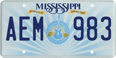 MS license plate AEM983