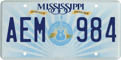 MS license plate AEM984