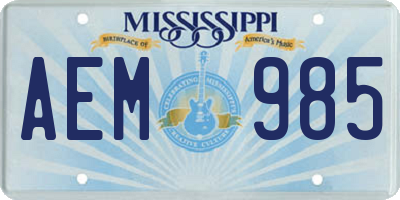 MS license plate AEM985