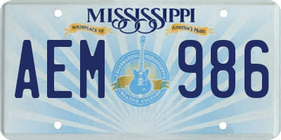 MS license plate AEM986