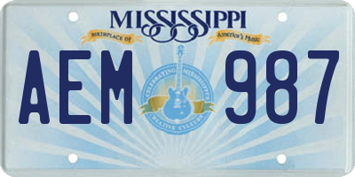 MS license plate AEM987