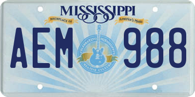 MS license plate AEM988