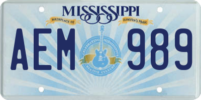 MS license plate AEM989