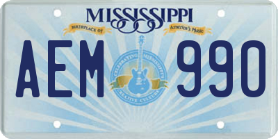 MS license plate AEM990