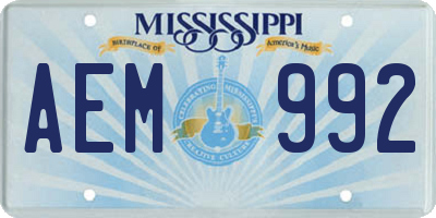 MS license plate AEM992