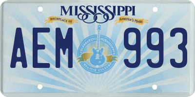 MS license plate AEM993