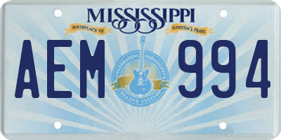 MS license plate AEM994
