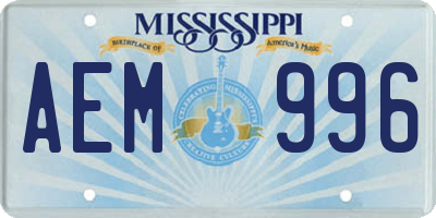 MS license plate AEM996