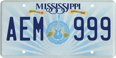 MS license plate AEM999