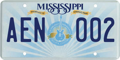 MS license plate AEN002