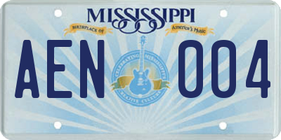 MS license plate AEN004
