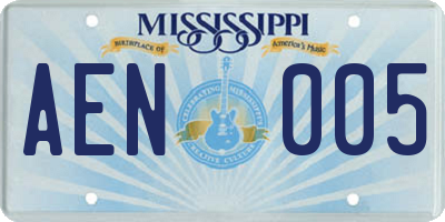 MS license plate AEN005