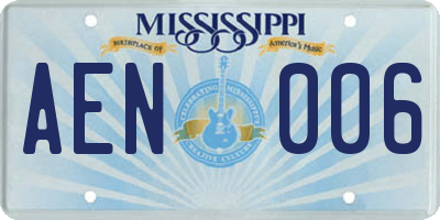 MS license plate AEN006