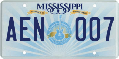 MS license plate AEN007
