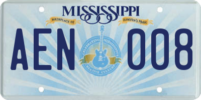 MS license plate AEN008