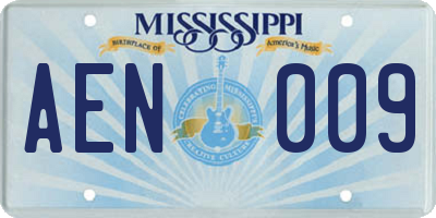 MS license plate AEN009
