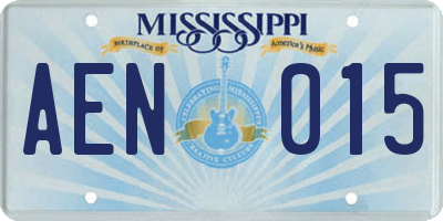 MS license plate AEN015
